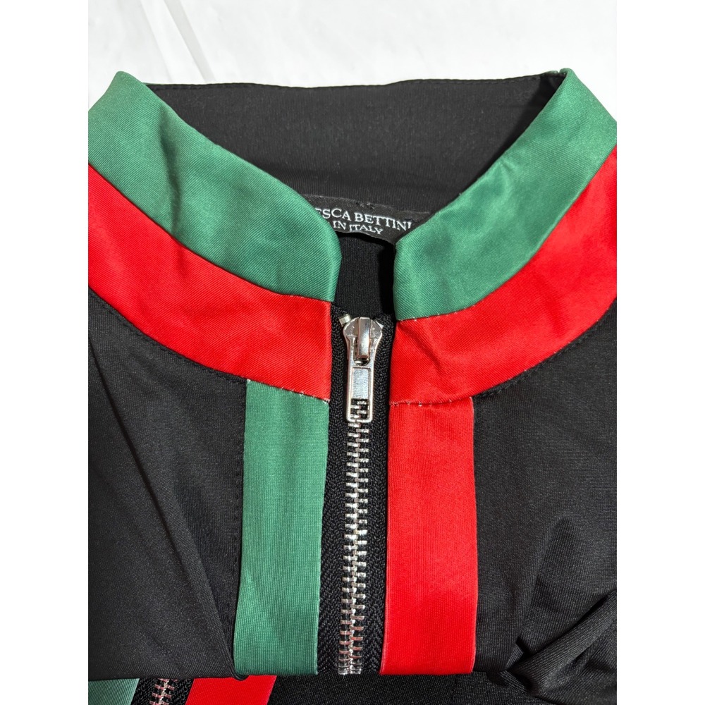 Francesca Bettini Made in Italy Red Green Stripe Zip Front Dress NWOT Small - Picture 10 of 11